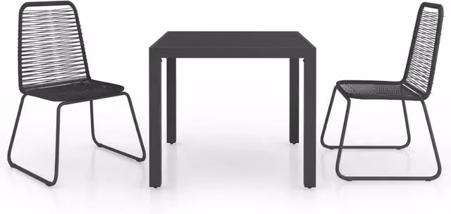 Set da Pranzo da Giardino 3 pz | Set Salotto da Giardino in Rattan PVC Nero
