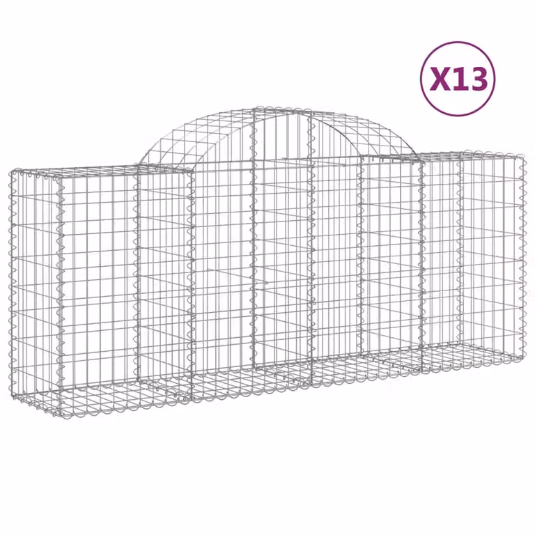Cesti Gabbioni ad Arco 13 pz 200x50x80/100 cm Ferro Zincato