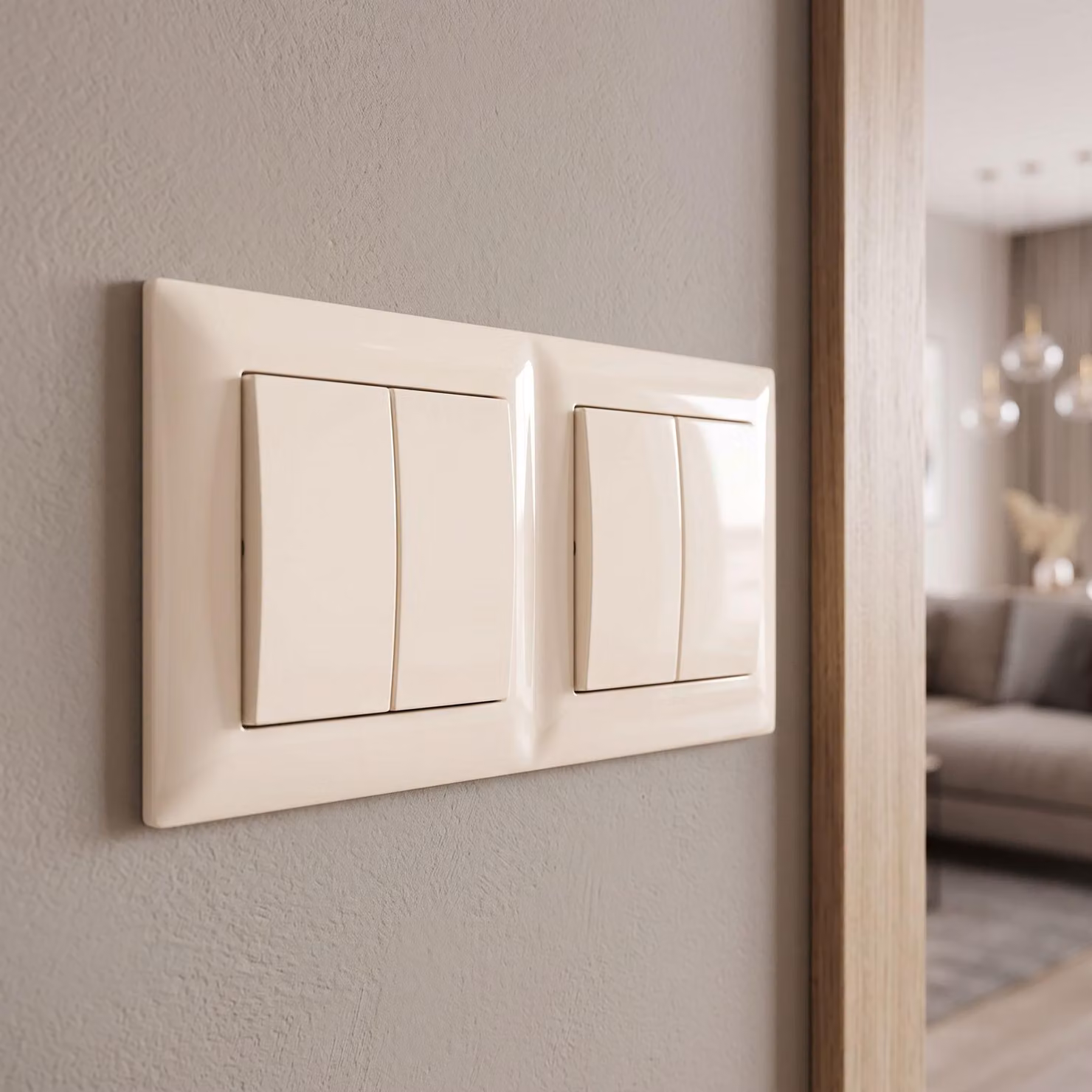 Placca Doppia Per Prese Toolight Jhn014-2F Beige