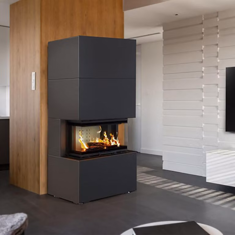 Caminetto modulare NBC/Easy Box 7 KW Ø 160 Rivestimento in acciaio Nero