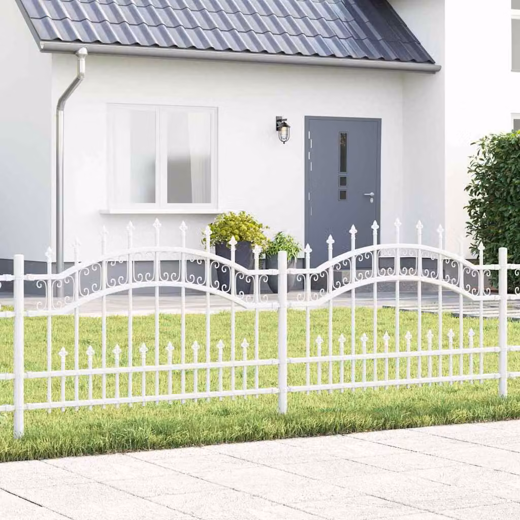 Recinzione per giardino vidaXL KAMPEN in acciaio verniciato a polvere, colore bianco, L: 240 cm, H: 118 cm