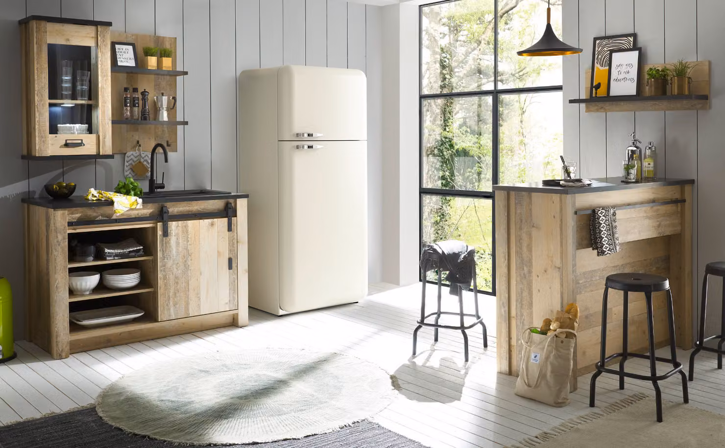 Cucina con bancone "Stove" in legno Set di mobili da cucina 5 pezzi
