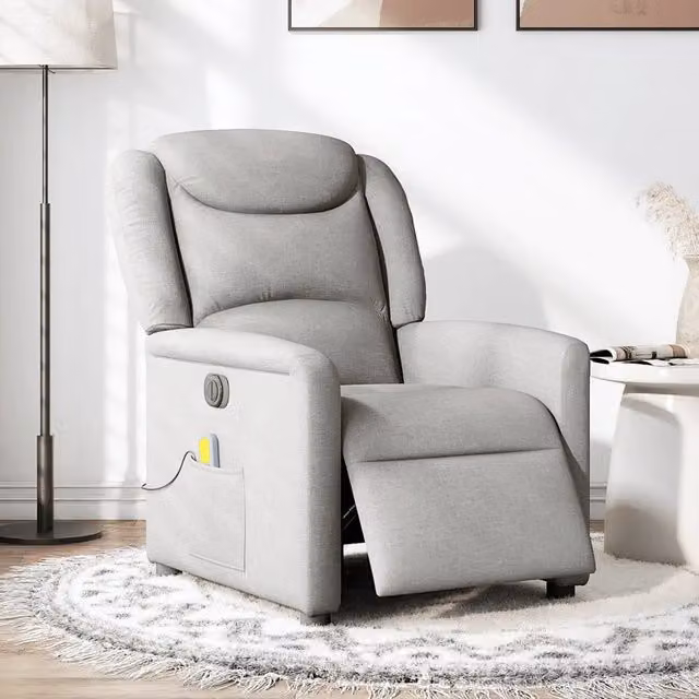 Poltrona Reclinabile Massaggio Elettrica Grigio Nuvola Tessuto 3303193