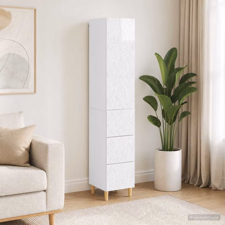 Set di 2 armadi bianchi lucidi vidaXL con ante e cassetti in MDF per ufficio o casa L/P/H: 33 x 34,5 x 90 cm