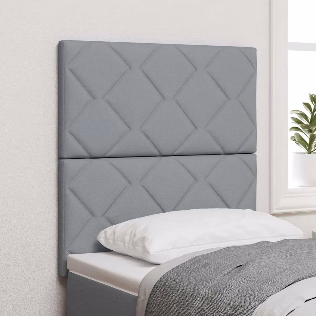 Testiera per letto moderna vidaXL in tessuto grigio con illuminazione LED integrata e porta di ricarica USB