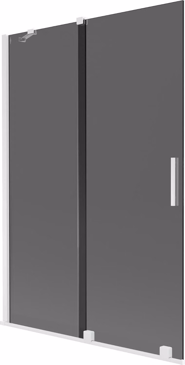 Mexen Velar parete per vasca da bagno a 2 ante scorrevoli 120 x 150 cm, grafite, bianco - 896-120-000-41-20
