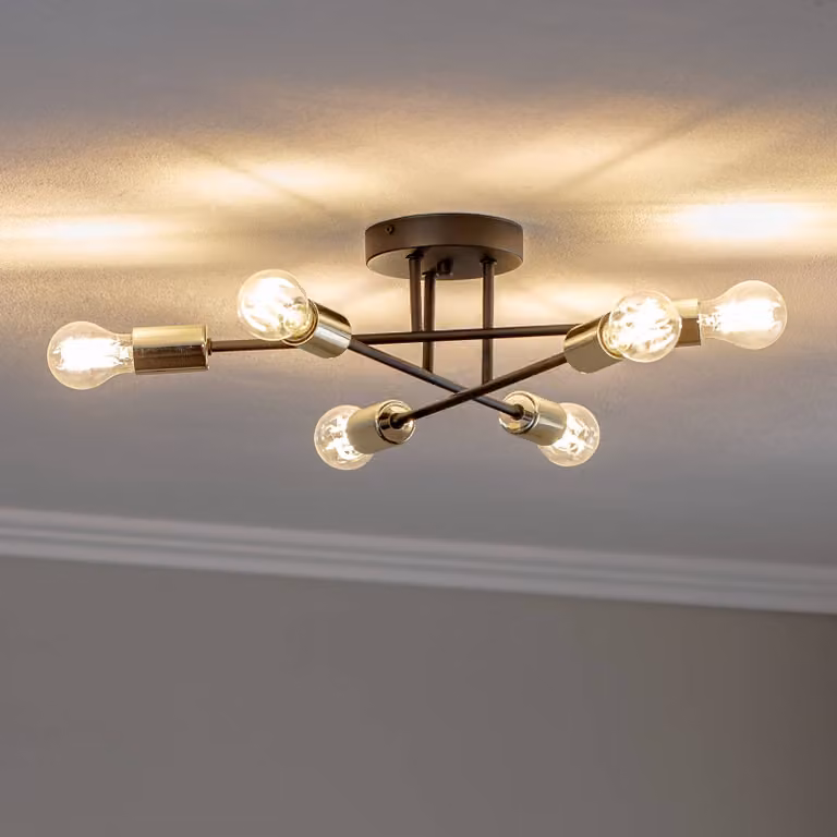 Plafoniera soffitto Anvil Domiluce, dimmerabile, Nero, Soggiorno / Sala da pranzo, Metallo, Moderno, Plafoniera
