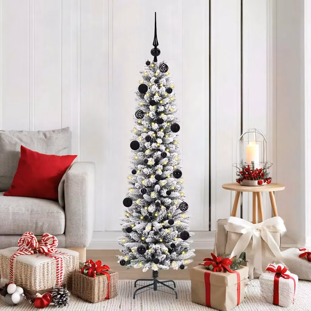Albero di Natale artificiale moderno vidaXL bianco con luci LED bianco caldo
