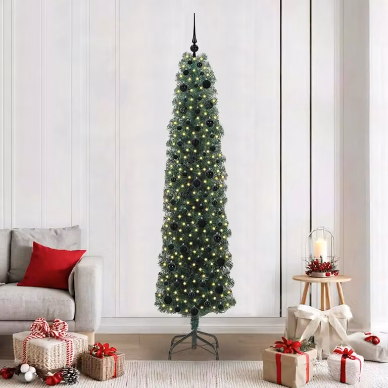 Albero di Natale artificiale moderno vidaXL verde con 300 LED luce bianca calda, Altezza: 210 cm