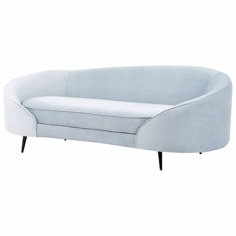 Divano Beliani a 2 posti in velluto azzurro con gambe in metallo dorato stile glamour e retrò L: 183 cm, P: 75 cm, H: 85 cm – 2