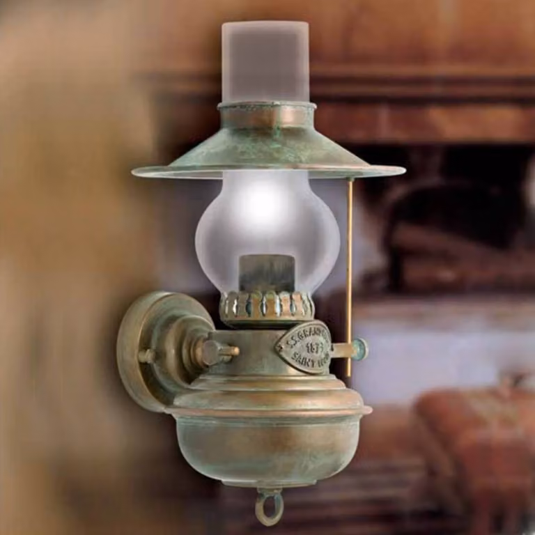 Moretti Luce Applique da parete GUADALUPA, dimmerabile, Bronzo / Ottone antico, Soggiorno / Sala da pranzo, Ottone, Antico, Applique