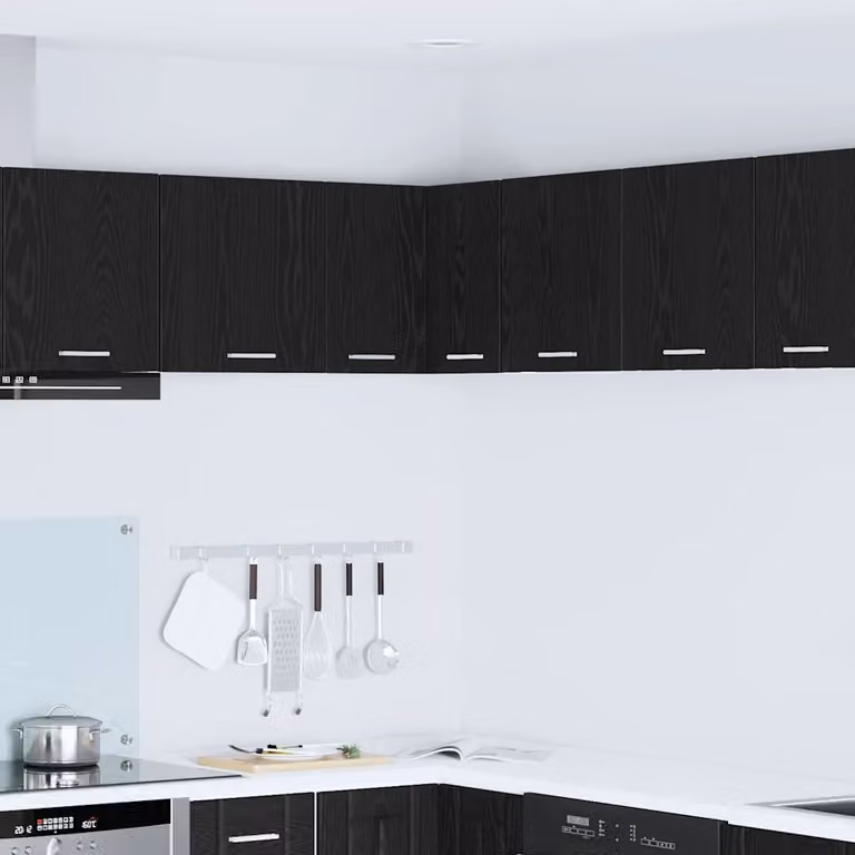 vidaXL Armadio pensile da cucina moderno in MDF con ante a battente, Nero e Bianco, L 57 cm x P 40 cm x H 57 cm