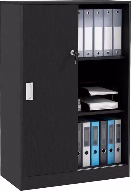 Armadio da ufficio con ante scorrevoli ¨C zephmum ¨C nero 80x40x120 cm