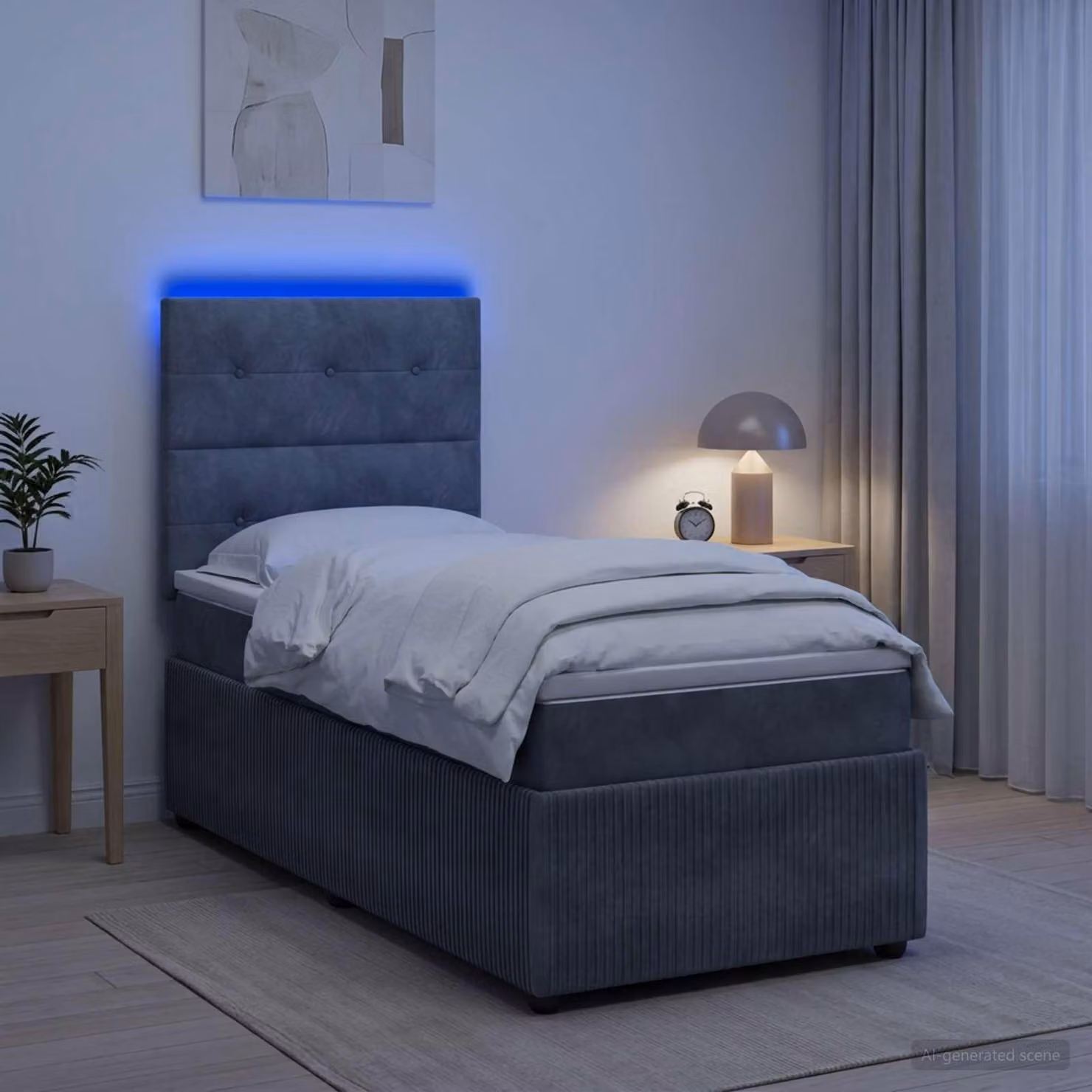Maison Exclusive - Letto boxspring LED con materasso grigio scuro 90 x 190 cm velluto