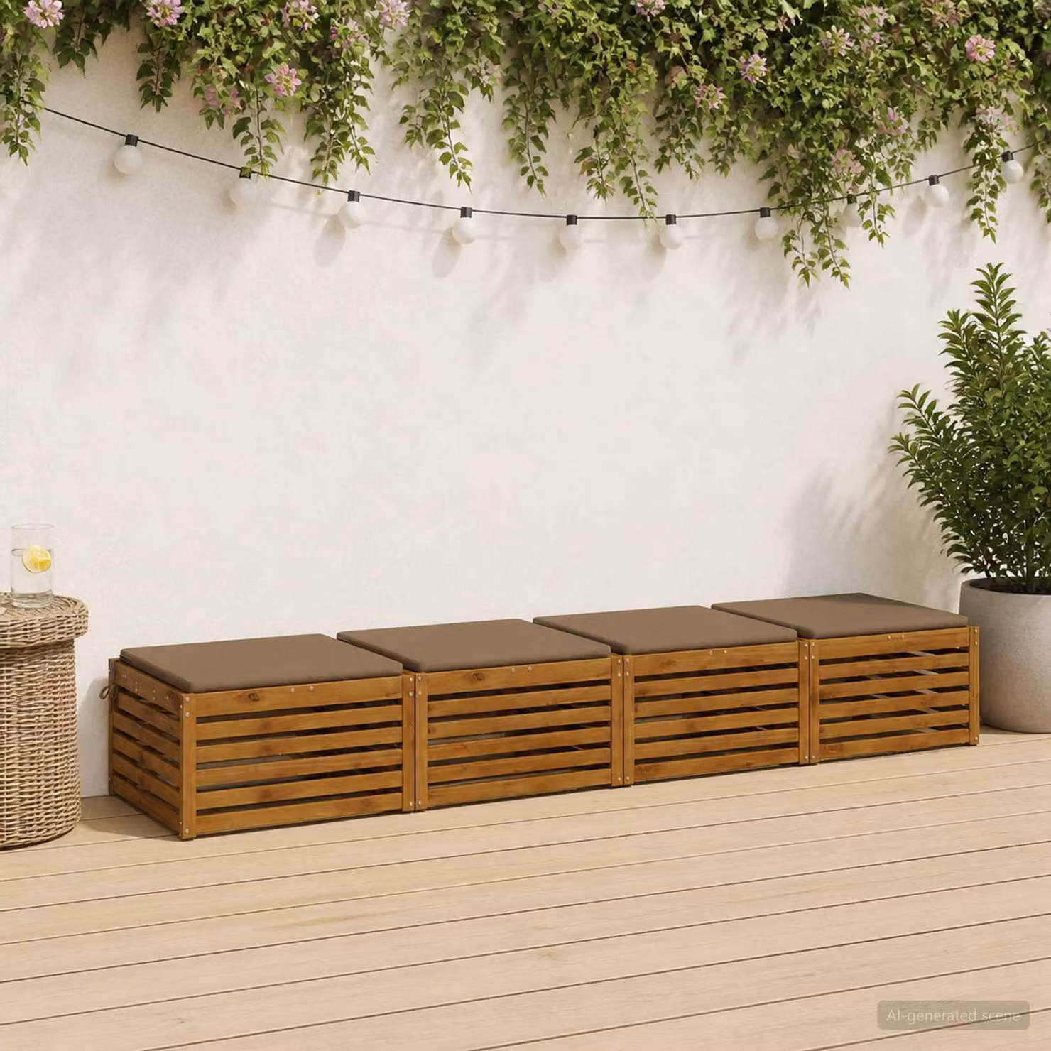Set di 4 cuscini per sedia vidaXL SOEST in poliestere, colore tortora, con rivestimento lavabile e resistente ai raggi UV
