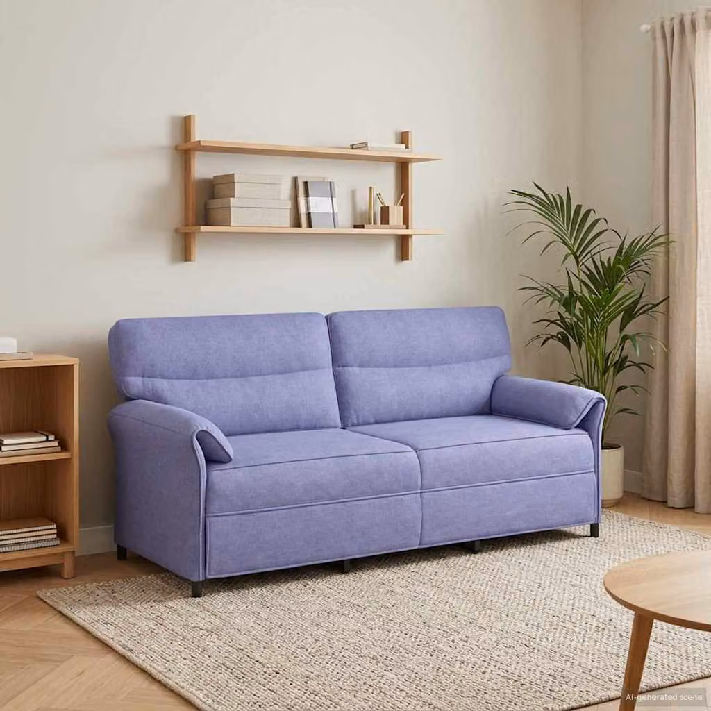 Divano moderno vidaXL imbottito in tessuto con struttura in metallo, disponibile in blu o viola
