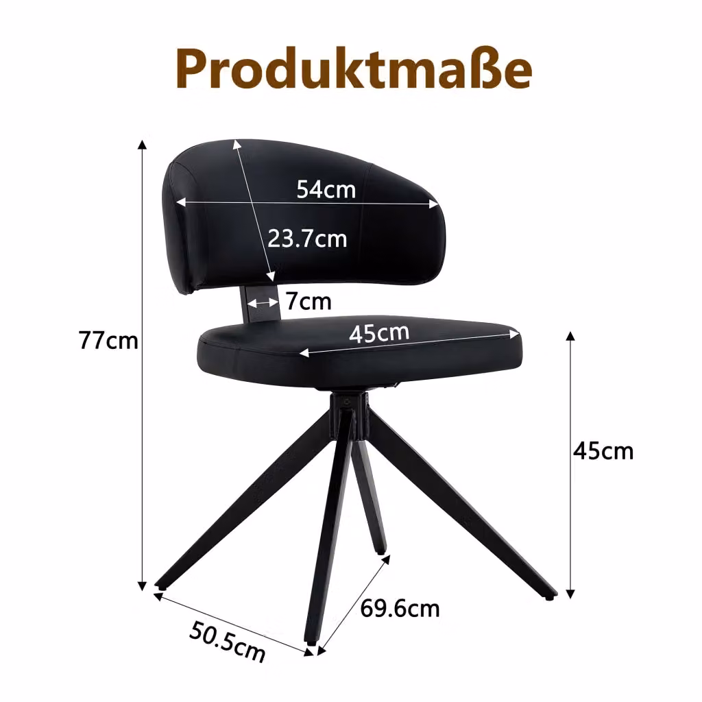 Set da 2 sedie girevoli REDOM in ecopelle nera per sala da pranzo e soggiorno – 2