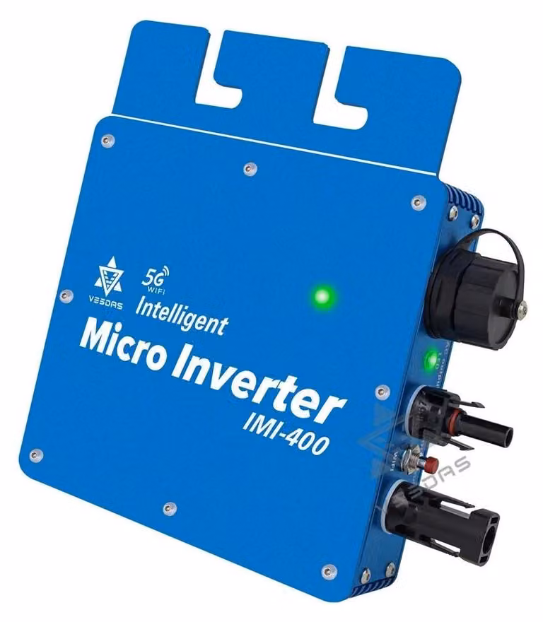 micro inverter solare 400W connesso alla rete, impermeabile IP65, comunicazione WIFI, fino al 99,5% di efficienza, blu 400W IMI, 230V, 22-50V