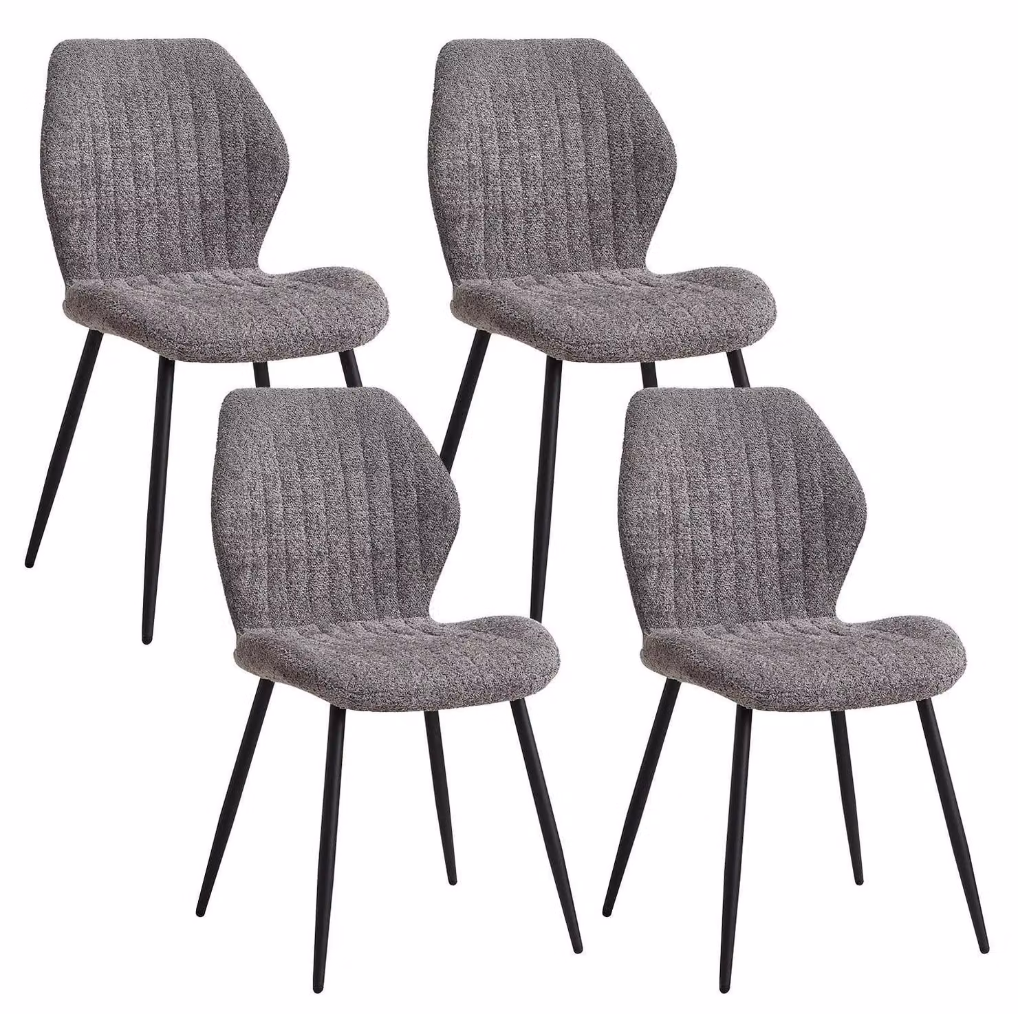 Sedia da pranzo imbottita - Sedia da cucina in tessuto - Gambe in metallo - Stile moderno - Senza braccioli - Da montare - Verde oliva