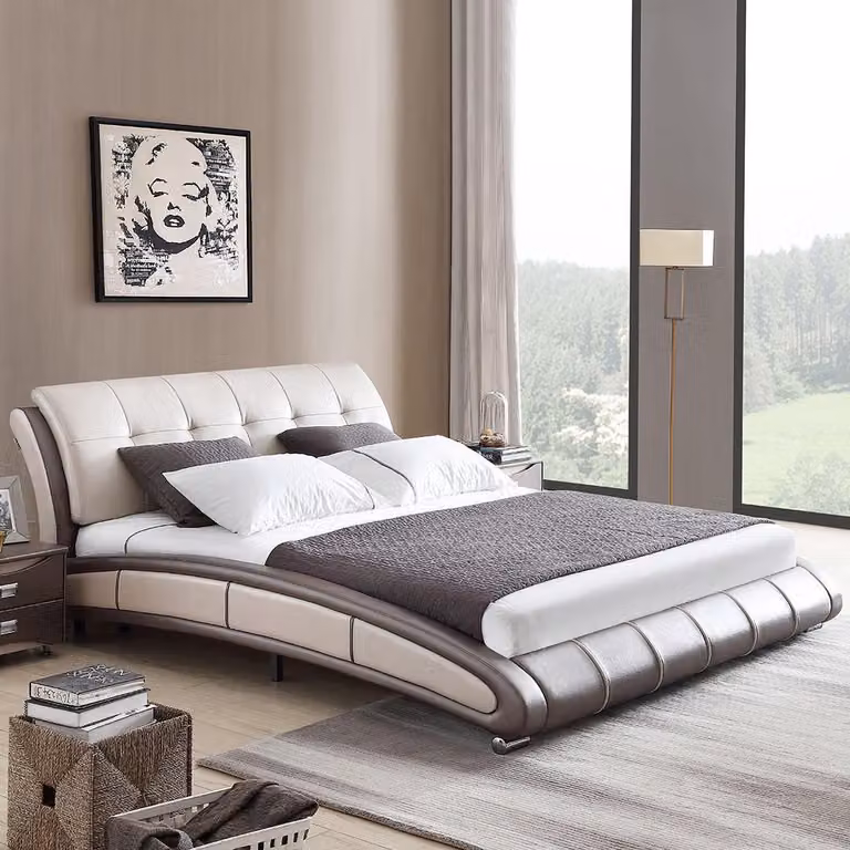 Design Leder Bett Polster Doppel Hotel Betten Schlaf Zimmer Ehe 180x200 cm Luxus