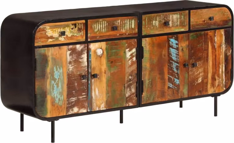 vidaXL vidaXL - Credenza - 140x35x70 - cm - legno massiccio - riciclato - e - metallo