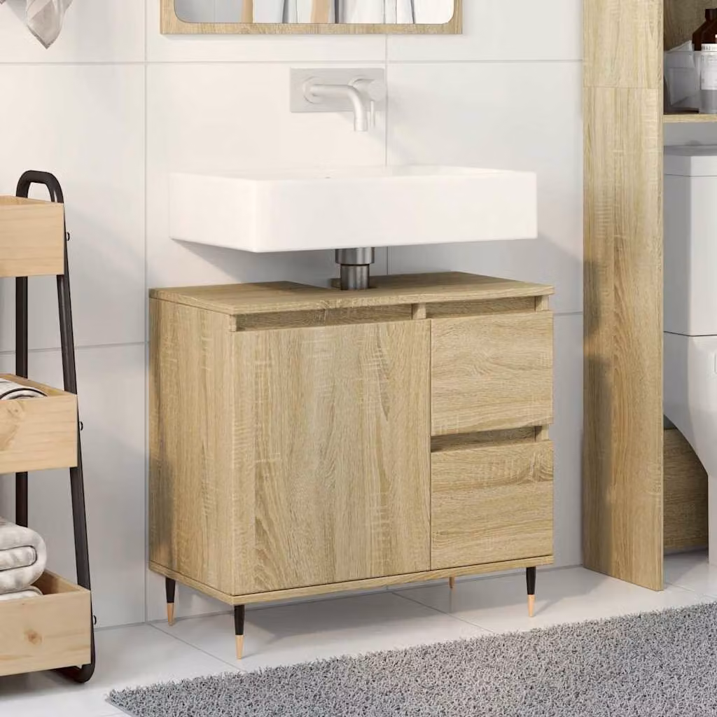 Mobile Lavabo da Bagno vidaXL in Rovere Sonoma, Colore Marrone, L/P/H: 65 x 33 x 60 cm