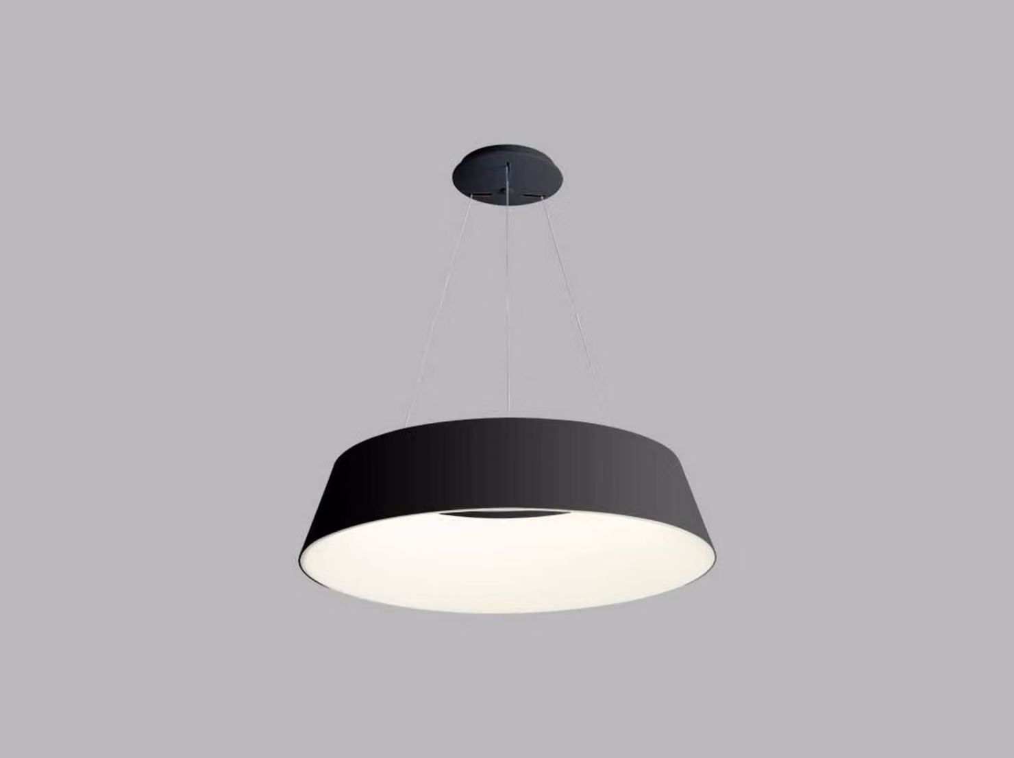 Apparecchio a sospensione rotondo KATY, Variante: Ø 600 x 170 x 2500 mm, 60 W, 3400 lm, nero