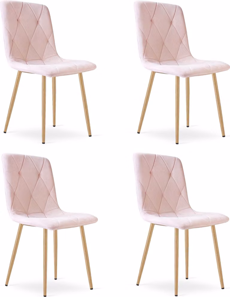 Sedia LIBRA - velluto rosa chiaro / gambe in legno x 4