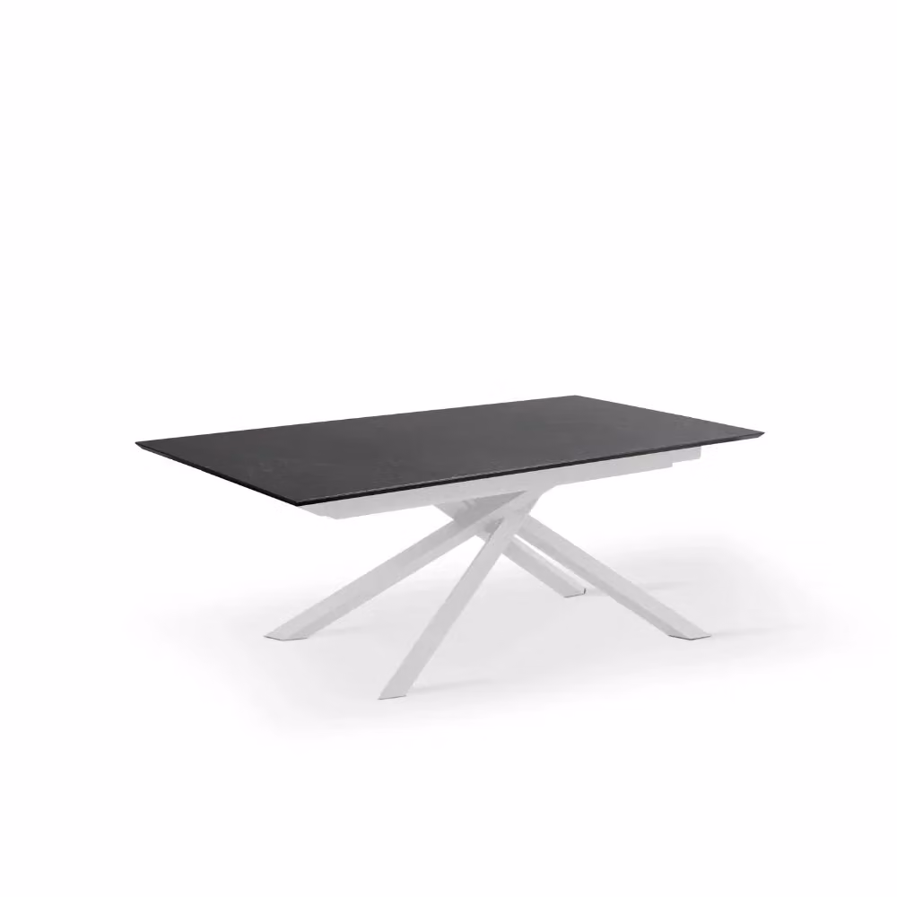 Tavolo da pranzo allungabile Ryder Duzzle in HPL effetto marmo nero e bianco, design moderno con struttura a X, L: 170-270 cm, P: 90 cm, H: 76 cm – 2