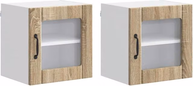 Set di 2 pratici armadietti da cucina rettangolari 40 x 31 x 40 cm in legno multistrato rovere sonoma 02_0053868