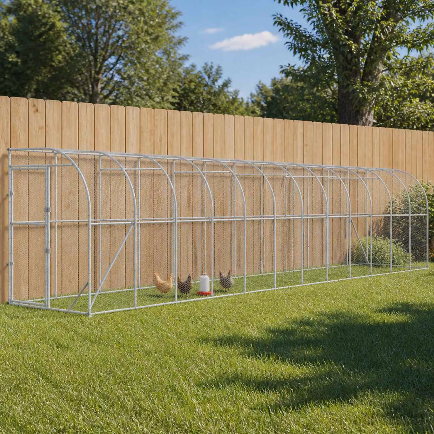 vidaXL Gabbia per Polli Contro il Muro Argento 600 x 150 x 215 cm