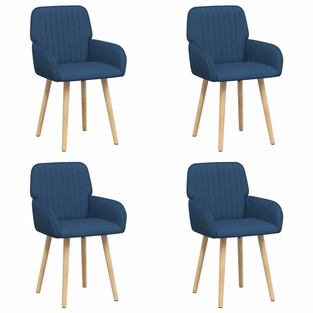 Set di 4 sedie da pranzo moderne vidaXL in tessuto blu e legno, L: 56,5 cm, P: 50 cm, H: 87,5 cm – 2