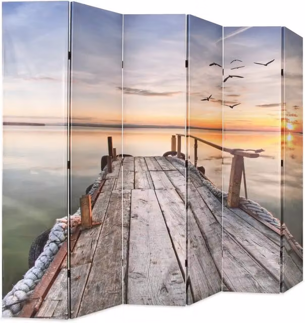 Paravento Pieghevole vidaXL con Stampa Abstract Multicolore L: 228 cm, H: 170 cm