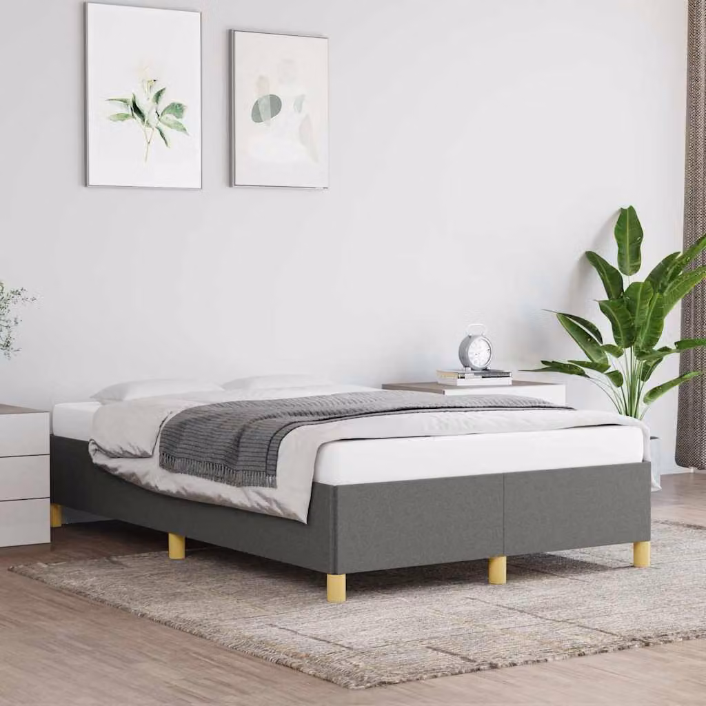 vidaXL Giroletto senza Materasso in Tessuto Grigio con Listelli in Legno L: 120 cm, P: 190 cm