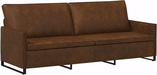 Divano a 3 posti vidaXL Marrone con struttura in metallo e poggiatesta regolabile L: 220 cm, P: 81 cm, H: 82 cm – 1