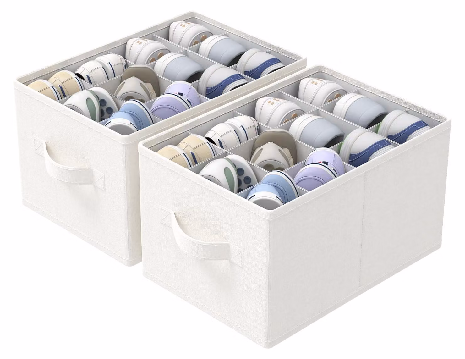 Scatole per scarpe salvaspazio - Scatole per scarpe impilabili - Pieghevoli - 42 x 32 x 26 cm - Adatte per 24 paia - Leggere e resistenti - Contenitori per la conservazione delle scarpe