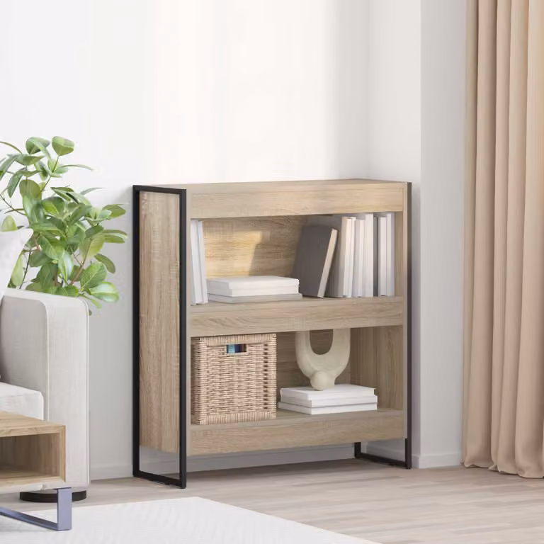 Armadio per libri vidaXL in stile industriale in legno ingegnerizzato e metallo, colore marrone e beige, L 80 cm x P 30 cm x H 86,5 cm