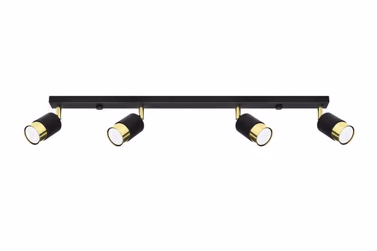 Lampada da soffitto NERO 4 nero/oro 4xGU10 10W acciaio 18x5x81cm Sollux Lighting