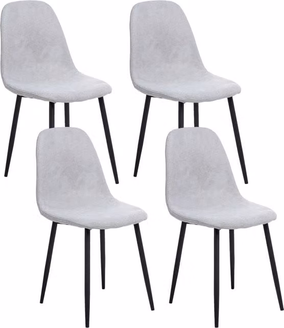 Set di 4 sedie da pranzo BELIANI moderne in tessuto grigio con gambe in metallo nero, L/P/H: 44 x 49 x 87 cm