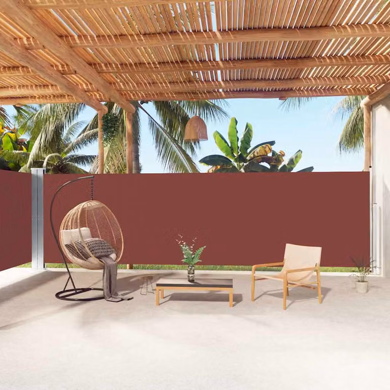 Tenda da sole laterale retrattile vidaXL in poliestere marrone, L: 1000 cm, H: 180 cm