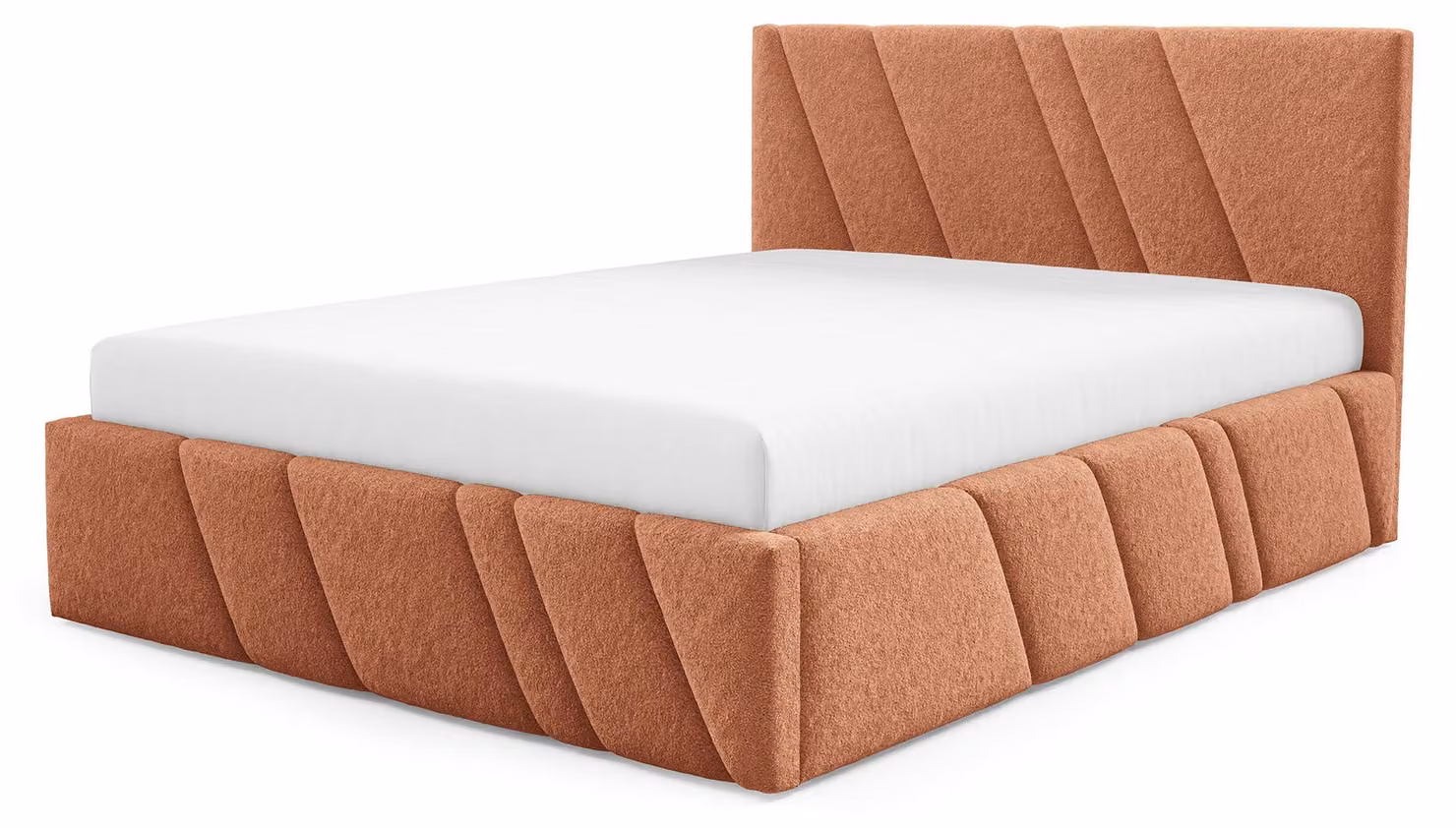 Letto imbottito con contenitore, modello Raiz, finitura rame lucido, dimensioni 180 x 200 cm