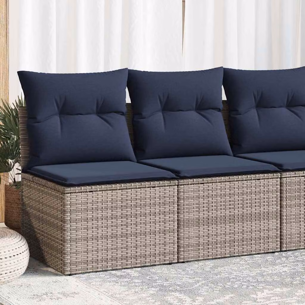 Set di divani da giardino vidaXL in polyrattan e legno di acacia con cuscini inclusi, colore grigio