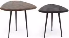 Set di tavolini nidi MAYO Bizzotto in rattan marrone con piano rotondo e design moderno