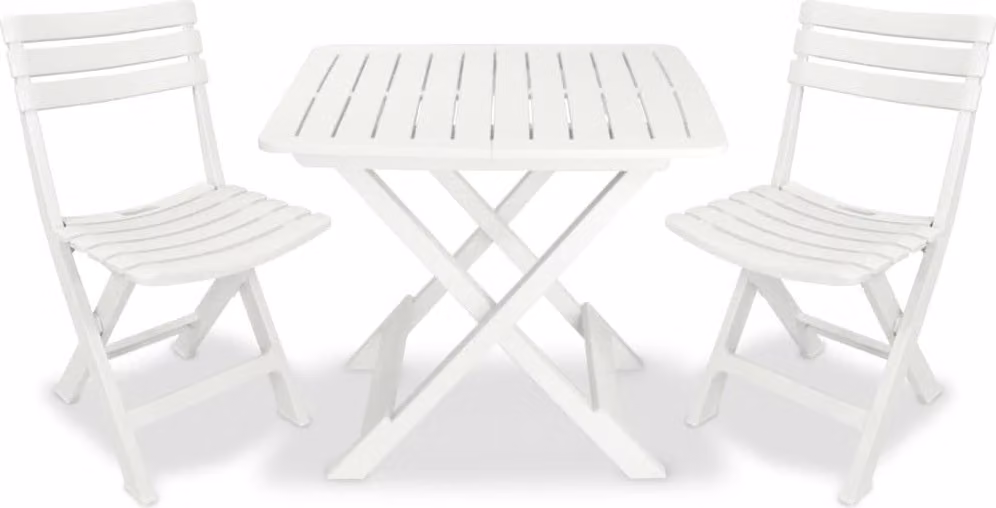 Maison Exclusive - Set da bistrot pieghevole in plastica bianca, 3 pezzi