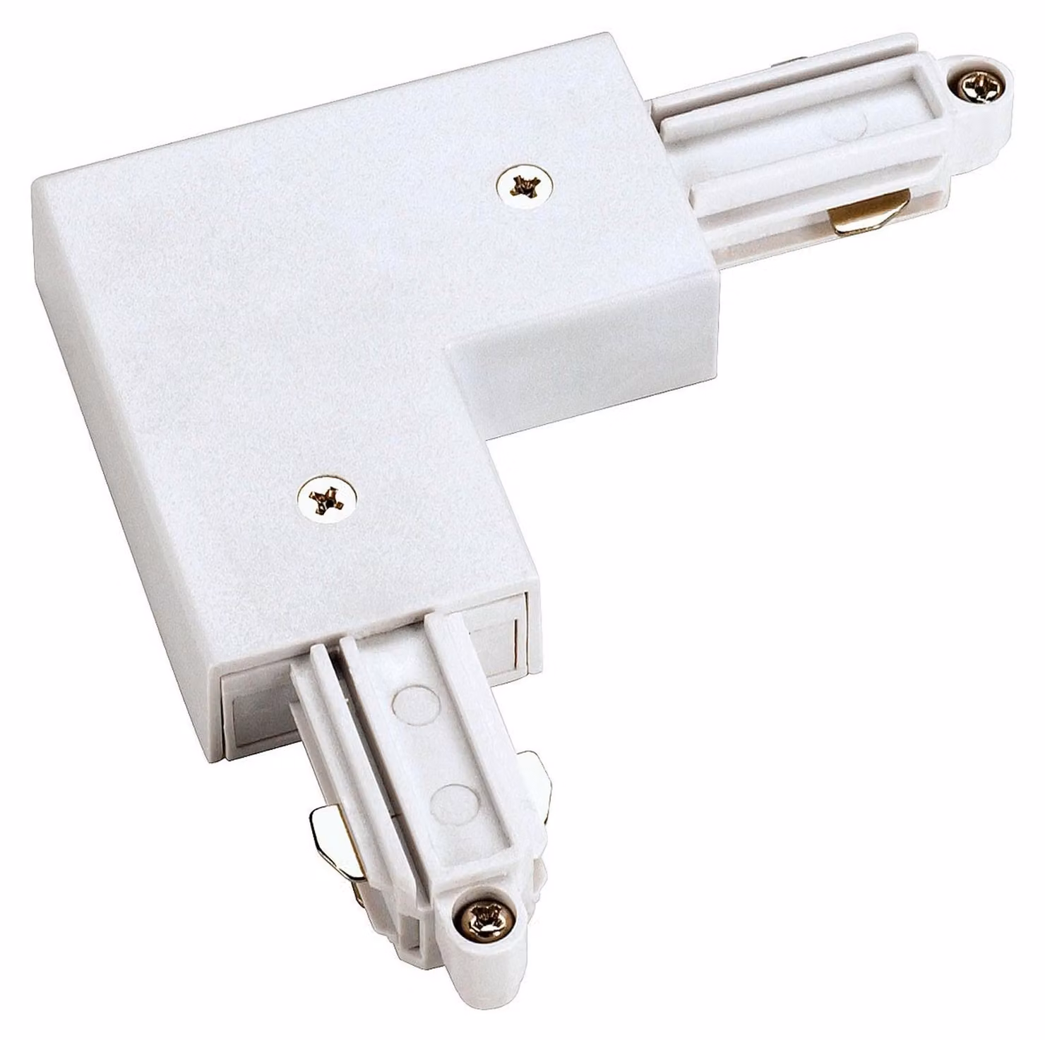 Connettore angolare per binario HV a circuito singolo, conduttore di protezione esterno, bianco