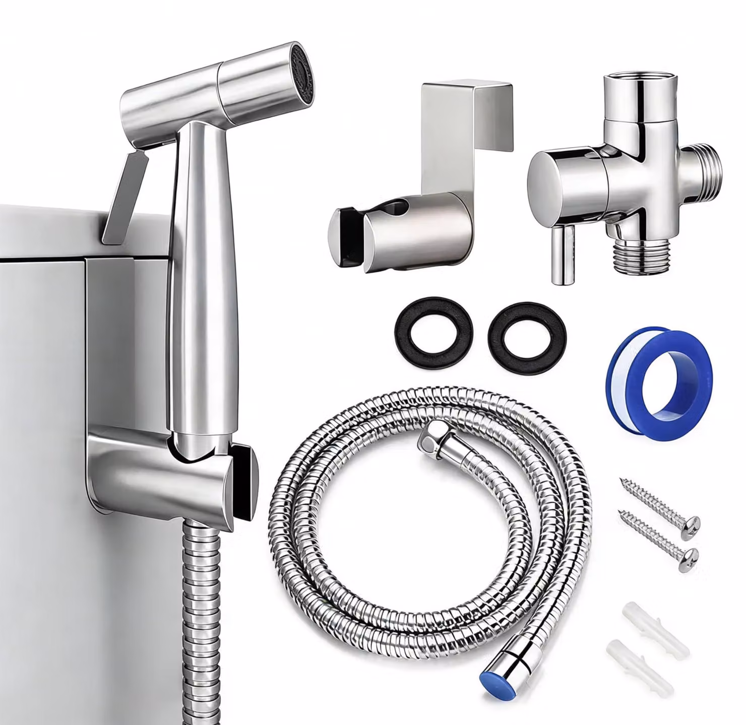Set completo per doccia bidet, con supporto e tubo flessibile