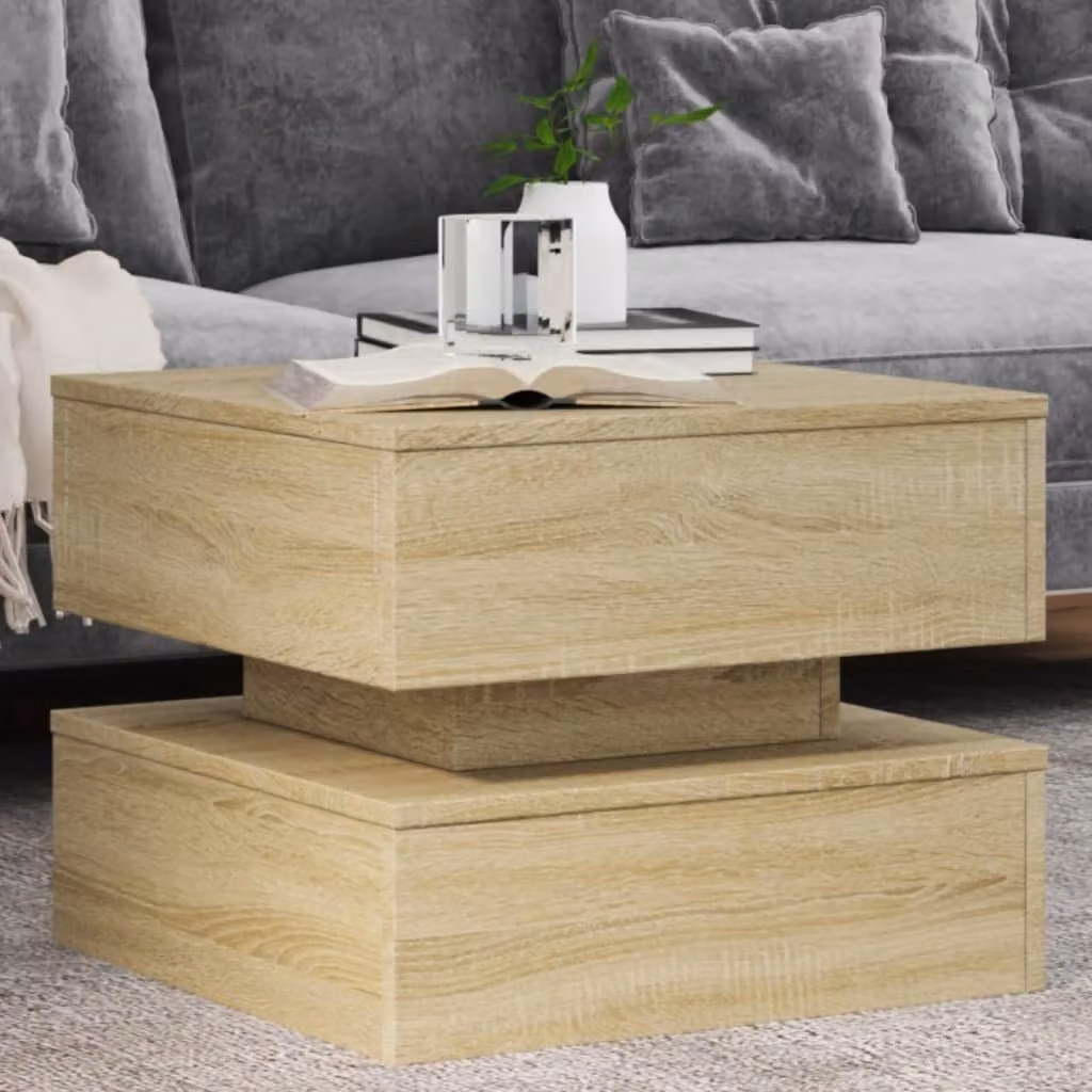 Maison Exclusive - Tavolino con luci LED in rovere Sonoma 50x50x40 cm
