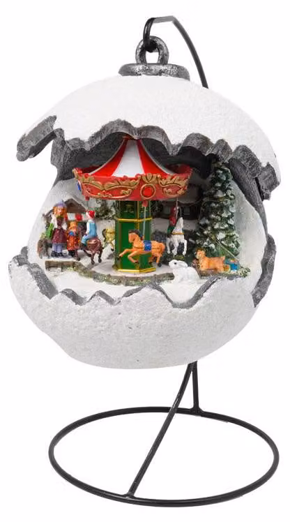 Sfera Natalizia Carillon 22x18x32 cm in Resina con Musica e Luci