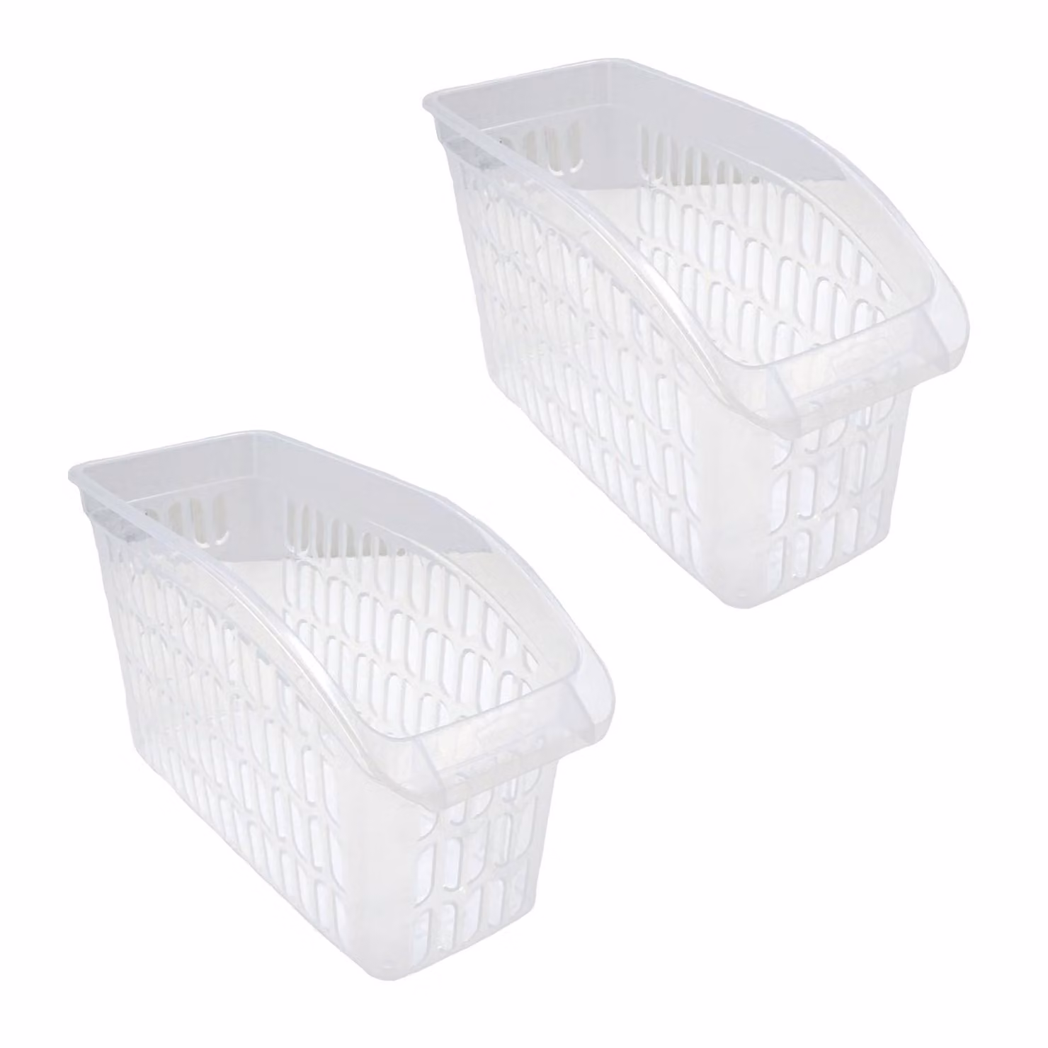 Set da 2 cestini portaoggetti trasparenti 17,5 x 29 x 13,5 cm - Cestini per armadi, scaffali e ripiani - Organizer - Contenitori - Cestini portaoggetti in plastica