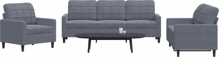 Maison Exclusive - Set divano a 3 pezzi con cuscini in velluto grigio scuro